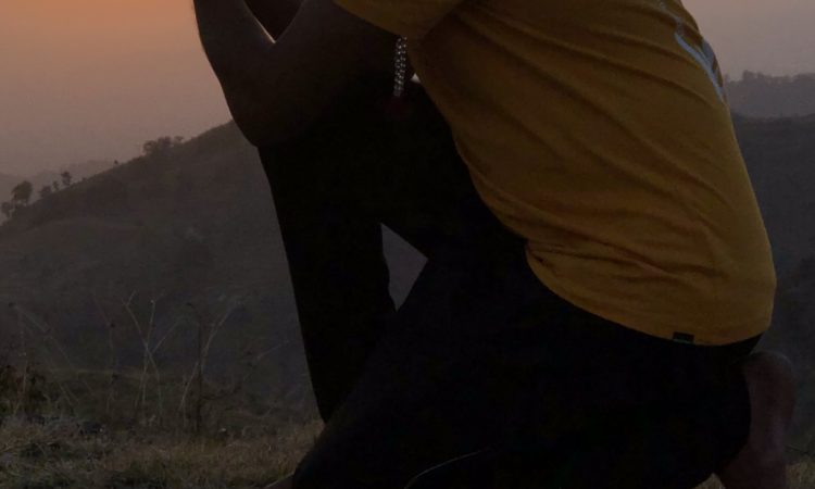Sunset meditation pose